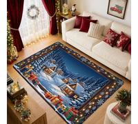 Winter Cabin Village Scene Christmas Area Tappeto 15,2 x 18,2 cm