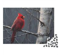 Winter Cardinal Bird Art Print Jigsaw Puzzle Impossible 1000Pcs Decorazione Per La Casa. Rilassamento E Intelligence Per Adulti E Ragazzi Da 14 Anni 70x50cm/1000pcs