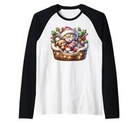 Winter Cat for Women Cuddle with Teddy Bear Christmas Lights Maglia con Maniche Raglan
