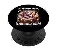 Winter Cat For Women My Favorite Color Is Christmas Lights PopSockets PopGrip Adesivo