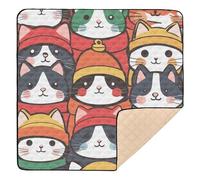 Winter Cat Merry Christmas Tappetino da gioco per bambini in morbida schiuma pieghevole per interni ed esterni monopezzo pieghevole per la pancia tappetino per neonati e neonati, 127 x 127 cm di