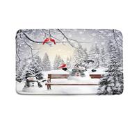 Winter Christmas Cute Snowman Snowflake Scene Trees Pine Tree Covered Snow Xmas Holiday Tappeto D'Ingresso Interno Antipolvere Tappetino Per Porta Zerbino Per Interno Per Scale 40x60Cm