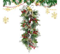 Winter Christmas Wreath - 64cm Seasonal Decor Supplies, Pine Cone Christmas Wreath | Artificial Holiday Wreaths For Home Farmhouse Indoor Porch Wall Window Christmass Parties Holiday Decoration