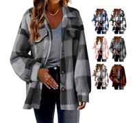 Winter Coats for Women 2025 Warm Fuzzy Fleece Zip Up Plaid Hooded Jacket Casual Comfort Long Sleeve Fluffy Hoodie (grey, L)