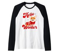 Winter Corgi in Cozy Sweater Maglia con Maniche Raglan