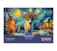 Winter Deer 1000 Pezzi Puzzle Adulto - Carta Riciclata & Puzzle Impossibile Post Impressionist - Per Amici 38x26cm/1000pcs Regalo Di Matrimonio