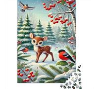 Winter Deer Scene 1000 Pezzi Cartone Spesso Puzzle Fai Da Te Per Bambini Principianti Gioco Divertente Impegnativo Sollievo Dello Stress Idea Regalo 52x38cm/1000pcs