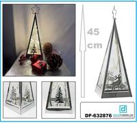Winter-Deko-Pyramide-Metall-45cm-LED-Lichterkette-Silber-Optik Design Proprio