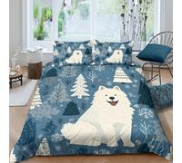 Winter dogcopripiumino microfibra morbida 3 Pezzi stampa 3D con cerniera Scandinavian folk art style Set Di Copripiumino incluso federe aiosa morbida for adolescenti King（220x240cm）