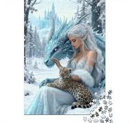 Winter Dragon Queen 1000 Pezzi Cartone Extra Spesso Pacchetto Puzzle Jigsaw Collettori Sfida Del Gioco Educativo Allenamento Del Cervello 52x38cm/1000pcs
