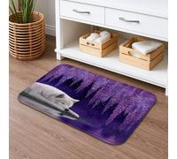Winter Dreams - Tappetino da bagno con volpe, motivo artistico con glicine viola, morbido e assorbente, antiscivolo, in memory foam, lavabile, per bagno, WC, decorativo, 50 x 81 cm