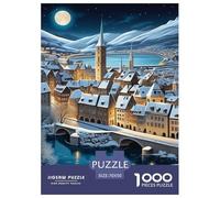 Winter Fairy Tale Town Jigsaw Puzzle Impossibili 1000Pcs Interesting Decorazione Per La Casa. Giochi Rilassamento E Intelligence Per Adulti E Bambini Da 12 Anni 70x50cm/1000pcs
