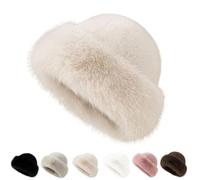 Winter Faux Fur Bucket Hat, Warm Faux Mink Plush Hat, 2026 New Fluffy Fisherman Fuzzy Bucket Hats, for Womens Winter (Beige)