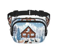 Winter Fawn stampato alla moda marsupio unisex messenger bag, marsupio da viaggio alla moda, nero, taglia unica