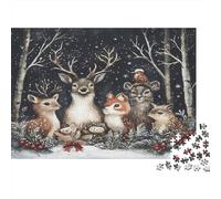 Winter Forest Deer Family Jigsaw Puzzle Impossibili 1000 Pezzi Animal Decorazione Per La Casa. Rilassamento E Intelligence Per Adulti E Ragazzi Da 14 Anni 52x38cm/1000pcs