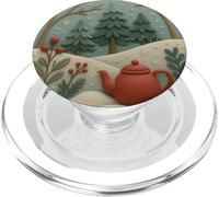 Winter Forest Red Teiera Pini innevati Natale PopSockets PopGrip per MagSafe