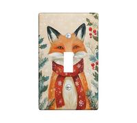 Winter Fox - Piastra di commutazione per interruttore, motivo volpe arancione festivo, con sciarpa, per decorazione di vacanza, piastre da parete in termoplastico, a dondolo singolo, misura standard