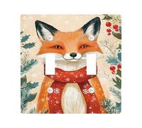 Winter Fox - Piastra di commutazione per interruttore - Volpe arancione festiva con sciarpa per decorazione di vacanza, piastre da parete in termoplastica - doppio bilanciere di dimensioni standard