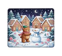 Winter Gingerbread Village Bear Teddy Piccolo Mouse Pad | Gingerbread House Village, Snow Man, Peppermint Candy, Snowy Paesaggio, Fantasioso paesaggio invernale