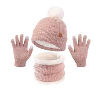 Winter Hat Scarf Gloves Set - Soft Warm Knit Beanie Insulated Gloves With Neck Warmer, Thermal Cold Weather Gear, Kids Winter Accessories | Boys Girls Son Daughter Outdoor