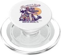 Winter Haven Florida Paradise, design in stile retrò a forma di coccodrillo PopSockets PopGrip per MagSafe