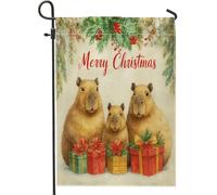 Winter Holiday Capybara Festive Christmas Animals Bandiere Durevole Bandiere Verticale Robuste Bandiera Per Interno Feste Casa 30X45Cm