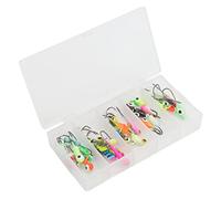 Winter Ice Fishing Lure Jigs | 30 - Piece Carbon Steel Hooks with Storage Box | Mini Head Hook Bait for Freshwater/Saltwater | 5 Vivid Colors & Shapes