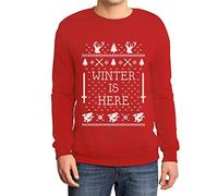 Winter is Here Maglione Natale Ugly Christmas Felpa/Maglione da Uomo X-Large Rosso