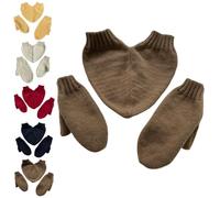 Winter Knitted Gloves With Hand Holding Design Couple,Soft Couple Lovers Hand in Hand Mitten,Knitted Couple Full Finger Glove (Coffee)