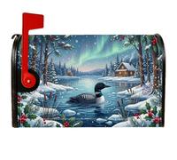 Winter Loon - Coperture magnetiche per cassetta postale, 45,7 x 53,3 cm | Scena invernale del lago, copertura per cassetta postale, arte della fauna selvatica, decorazione rustica della cabina