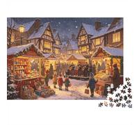 Winter Market Jigsaw Puzzles 1000Pezzi Materialee Riciclabile Festive Village Puzzle for Boy & Girl Divertente Present & Attività per la Casa Ideal for Child‘s Birthday Regalo 70x50cm/1000pcs
