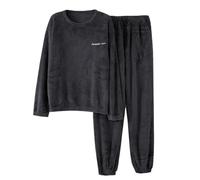 Winter Mens Thick And Fleece Warm Solid Color Home Suit igiama Estivo Uomo Cotone (Dark Gray, L)