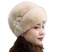 Winter Middle and Elderly - Cappelli invernali da donna con decorazione floreale, cachi, Taglia unica