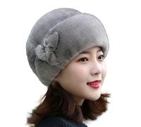 Winter Middle and Elderly - Cappelli invernali da donna con decorazione floreale, grigio., Taglia unica