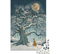 Winter Moonlit Tree Scene Puzzle Impossibili 1000 Pezzi Decorazione Per La Casa. Giochi Rilassamento E Intelligence Per Adulti E Ragazzi Da 14 Anni 52x38cm/1000pcs