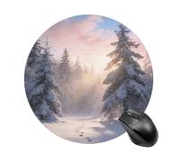 Winter Mornings Tappetino per mouse portatile rotondo da gioco carino piccolo tappetino per mouse decorativo antiscivolo da gioco tappetino per mouse per casa ufficio lavoro 20 x 20 cm