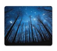 Winter Night Landscape with Woods Under Starry Sky Tappetino per Mouse Base in Gomma Tappetini per Il Mouse Bordo Cucito Mousemat per Casa Pc Laptop 25X30Cm