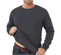 Winter Padded and Thickened Thermal Underwear Men's Large Size Can Be Worn Outside The Top of The Large Size Foreign Trade Solid Color T Shirt Bottoming Shirt Pionier Sweatshirt, grigio scuro, L