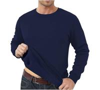 Winter Padded and Thickened Thermal Underwear Men's Large Size Can Be Worn Outside The Top of The Large Size Foreign Trade Solid Color T Shirt Bottoming Shirt Pionier Sweatshirt, Blu, XXL