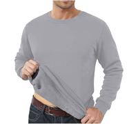 Winter Padded and Thickened Thermal Underwear Men's Large Size Can Be Worn Outside The Top of The Large Size Foreign Trade Solid Color T Shirt Bottoming Shirt Pionier Sweatshirt, grigio., 5XL