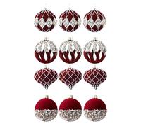Winter Pine Decorations Set - Sparkling Gem Flocked Adorable Tree Spheres Seasonal Decor for Home Wall Living Room House Indoor Outdoor Window Store Table Wedding Celebration Fireplace