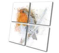 Winter Robin Paint Christmas Animals MULTI TELA parete arte foto stampa