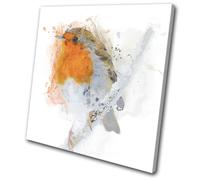 Winter Robin Paint Christmas Animals SINGLE TELA parete arte foto stampa