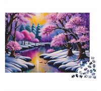 Winter Sakura Puzzle 1000 Pezzi in Cartone Anti-stress Per Adulti Appassionati Decorare Casa Set Completo Non Deformabile Interlocking 70x50cm/1000pcs