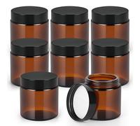Winter Shore 120 ml Barattoli Vetro con Coperchio Nero Ambrati (Set da 8) - Barattoli per Candele Vetro - Barattolini Vetro per Cosmetici, Lozioni, Trucco e Unguenti - Vasetti Piccoli Vetro