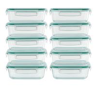 Winter Shore Contenitori Vetro con Coperchio da 630 ml (Set da 10) - Set Contenitori Vetro Borosilicato Meal Prep, Senza BPA - Contenitori Ermetici Vetro per Microonde, Forno, Lavastoviglie e Freezer