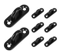 Winter Shore Ganci Soffitto M5 ad Alta Resistenza (Set da 8) - Acciaio Inox 50 mm per Appendere Piante - Luci da Esterno - Gancio a Piastra, Neri