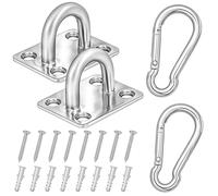 Winter Shore M8 Ganci Acciaio Inox con Moschettoni [Confezione da 2] - Ganci Soffitto Resistenti con Moschettoni per Uso Interno ed Esterno - Ganci per Appendere con 8 Tasselli e 8 Viti