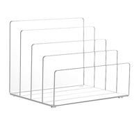 Winter Shore Organizer Documenti da Scrivania - Espositore Acrilico Trasparente a 4 Sezioni - Porta Avvisi da Tavolo a4 per Casa e Ufficio per Documenti e Oggetti