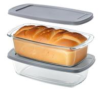 Winter Shore Pirofila Vetro 1,8 l (2 Pezzi) - Teglia per Pane in Cassetta Grande Antiaderente con Coperchio e Manici - Microonde, Forno, Congelatore, Lavastoviglie, Senza BPA - Stampo Pane in Cassetta